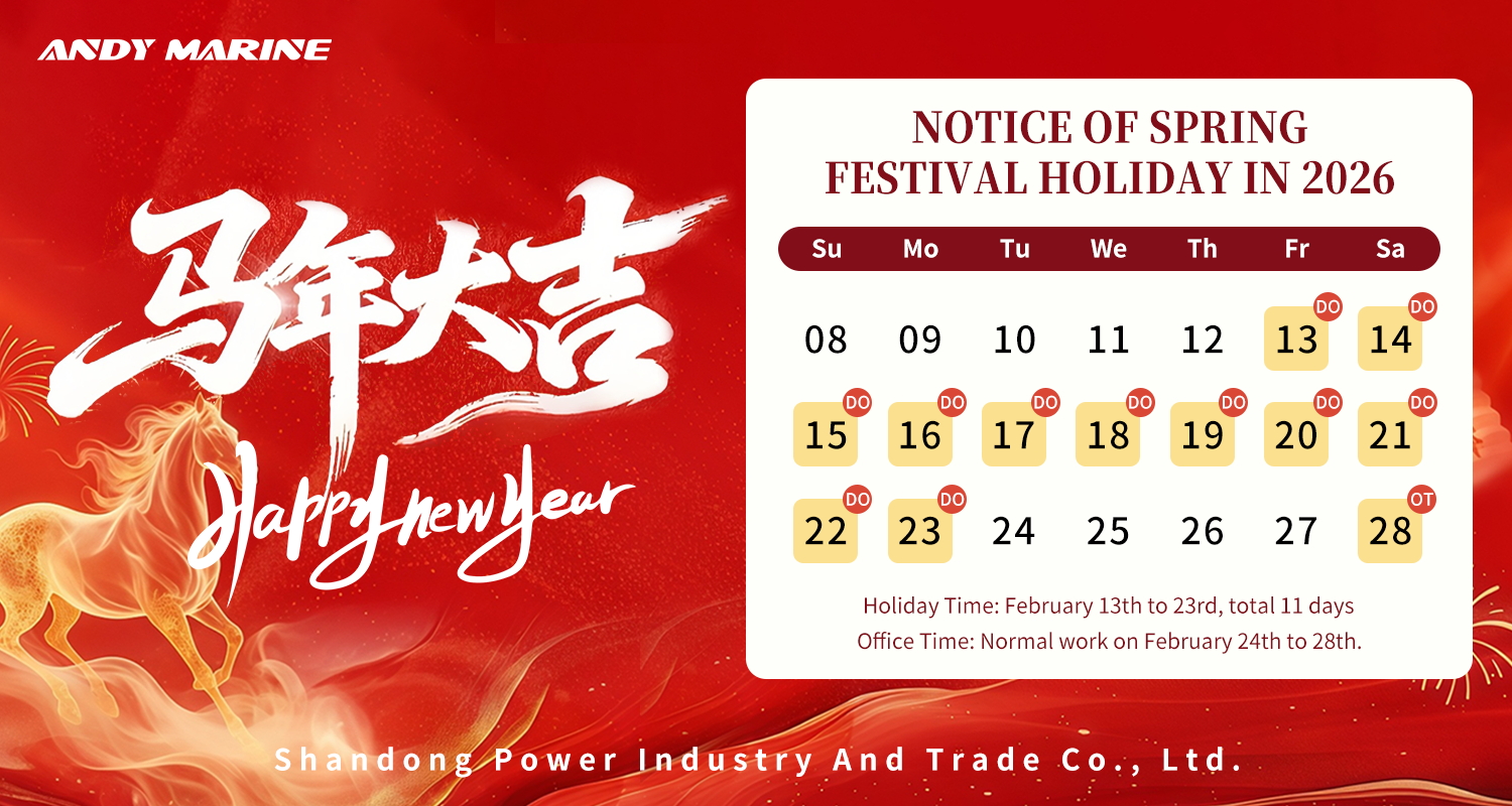 Zawiadomienie firmy Andy Marine o święcie chińskiego Nowego Roku